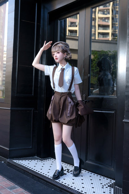 Letters from Unknown Star - Ouji Lolita Brown Short Set