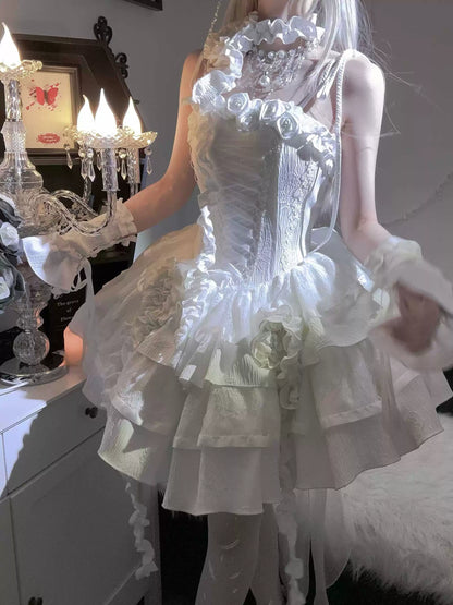 Silent Manor - White Gothic Lolita Fishbone JSK Dress