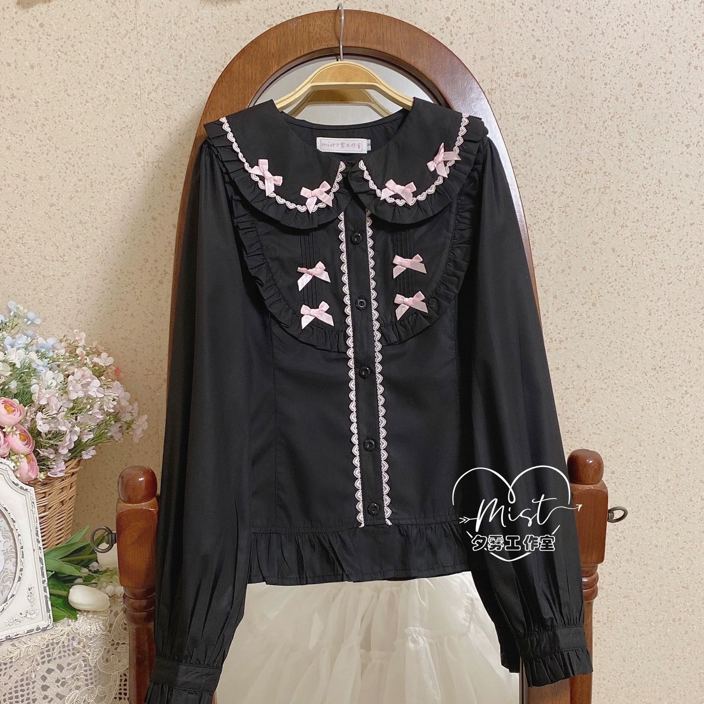 MIST - Sweet Lolita Blouse Doll Collar Lolita Shirt With Bubble Sleeve