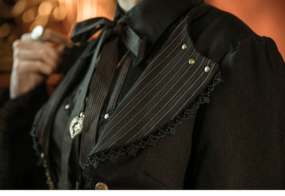 Mr. Yi's Steam Continent - Gothic Lolita Cardigan Long Sleeve Black Short Jacket