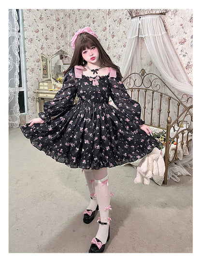 Yingtang - Plus Size Lolita Floral Print Lolita Dress