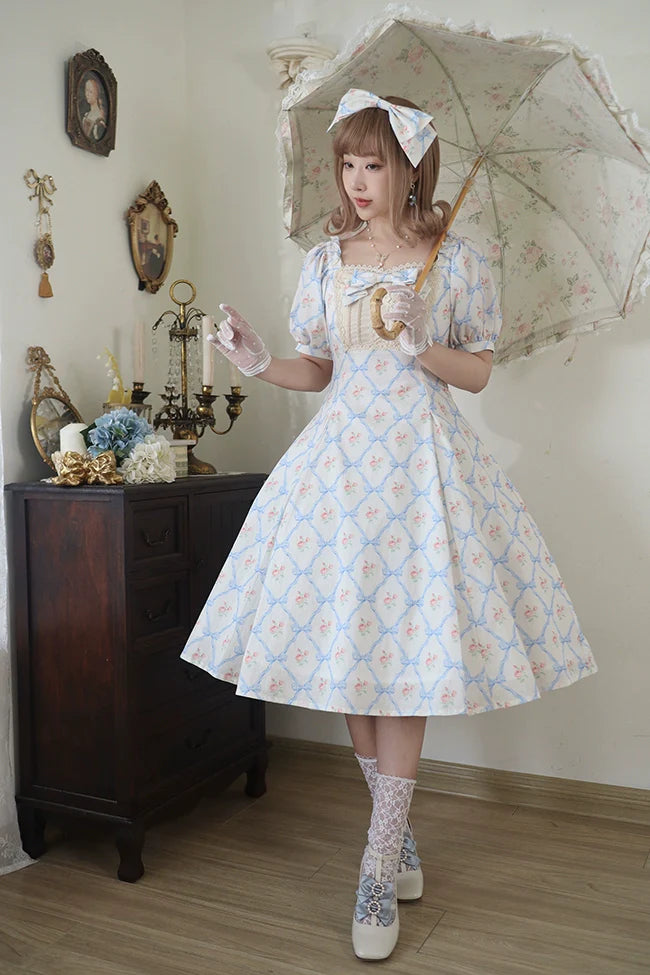 Forest Song - Pastoral Poem - Elegant Lolita OP Dress Floral Print 6-Piece Cut Lolita Dress