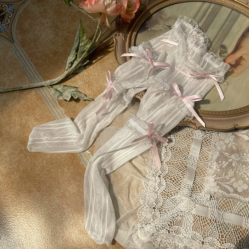 WAGUIR - Sweet Lolita Mid-Calf Socks 3-Layer Lace Mesh Fairy Thin Socks