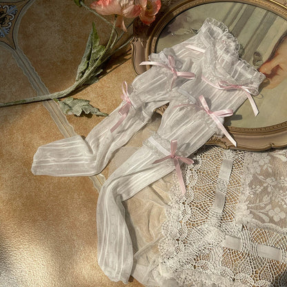 WAGUIR - Sweet Lolita Mid-Calf Socks 3-Layer Lace Mesh Fairy Thin Socks