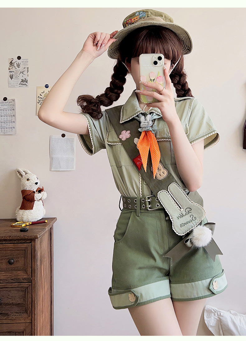 Piggy Bun - Bunny Trip - Ouji Lolita Green Cute Suits