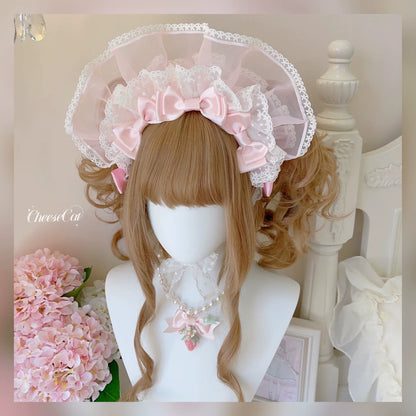 CheeseCat - Sweet Lolita Bonnet Organza Bow Headdress