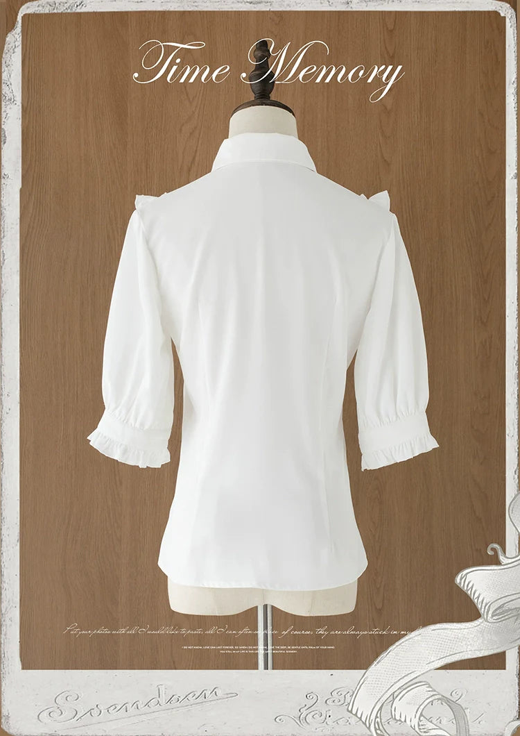 Time Memory - Earl Girl - Chiffon Classic Lolita Shirt, Mid-Length Mutton Sleeves