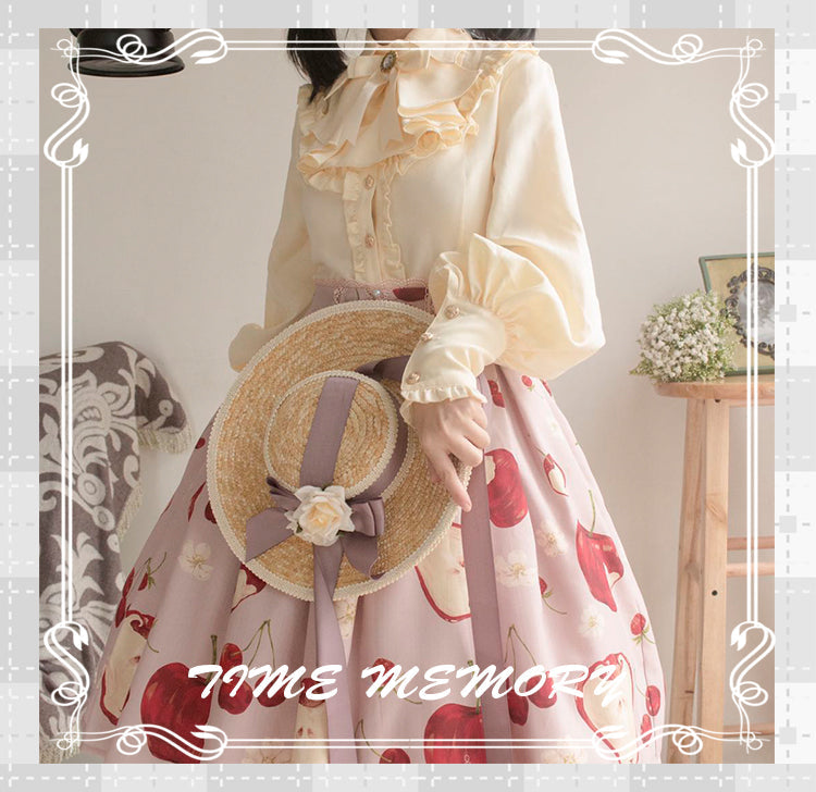 Time Memory - Elegant Lolita Slim Fit Mutton Sleeve Blouse