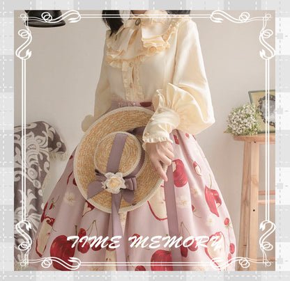 Time Memory - Elegant Lolita Slim Fit Mutton Sleeve Blouse