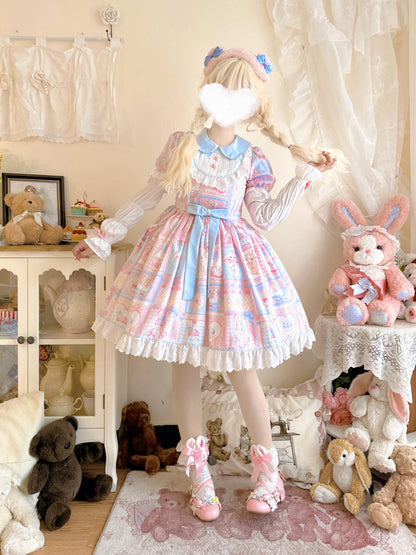 Hanguliang - Sweet Bunny Bear - Sweet Lolita Dress Long Sleeve Winter Lolita OP
