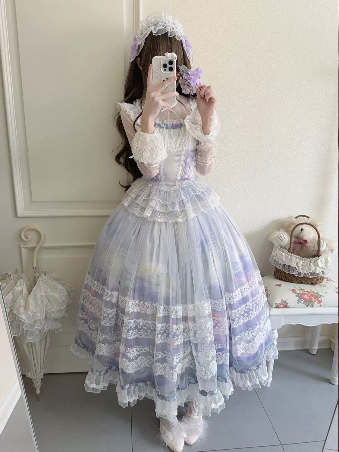 Hanguliang - Foggy Vineyard - Fishbone Classic Lolita Bodice, Maxi Skirt