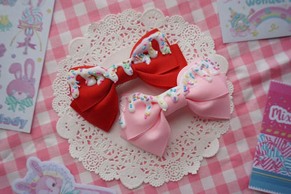 Cat Tea Party - Handmade Sweet Lolita Bow Hair Clip Cute Imitation Cream Cake