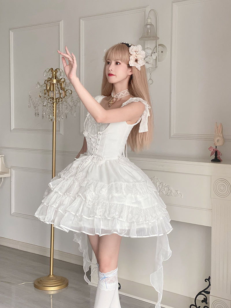 Your princess - Sweet Lolita White Princess Flounce Hemline OP