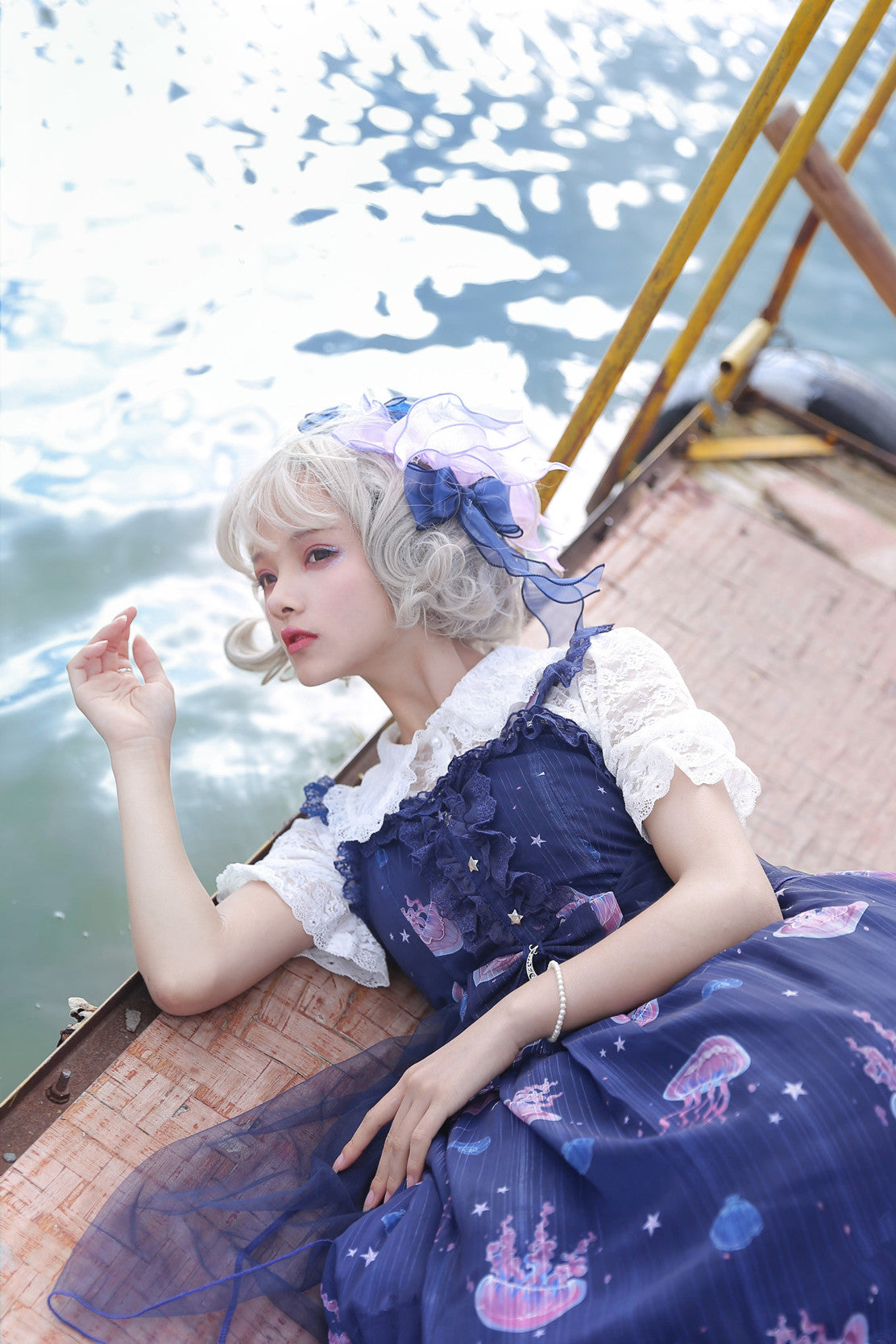LilithEye - Jellyfish Meteor - Chiffon Fairy Jellyfish Printed Lolita JSK