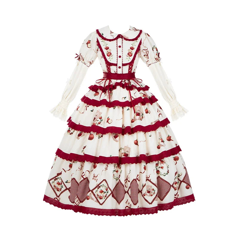 With PUJI - Apple Orchard - Country Lolita SK Embroidered Twins Lolita Top Skirt