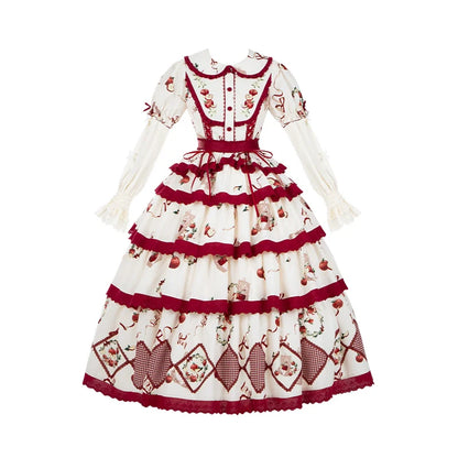 With PUJI - Apple Orchard - Country Lolita SK Embroidered Twins Lolita Top Skirt