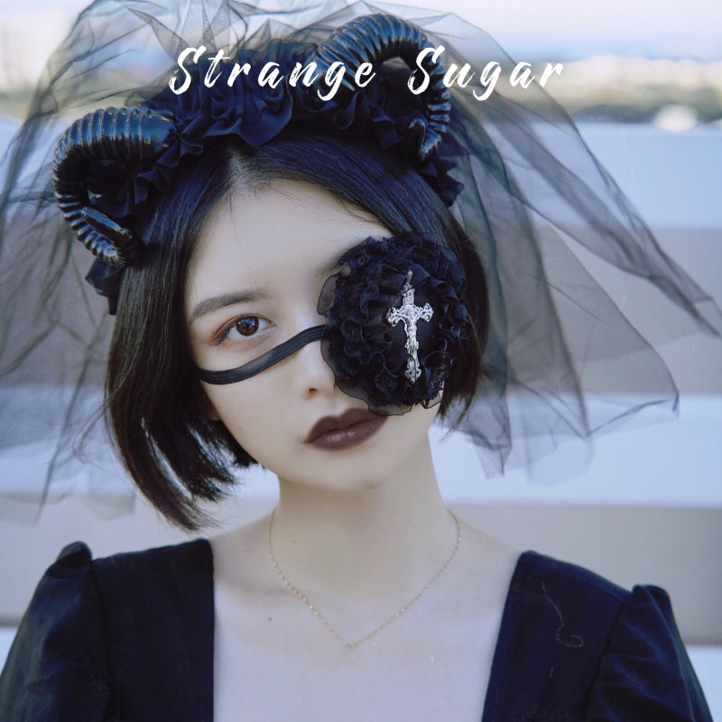 Strange Sugar - Gothic Lolita Lace Cross Eye Mask