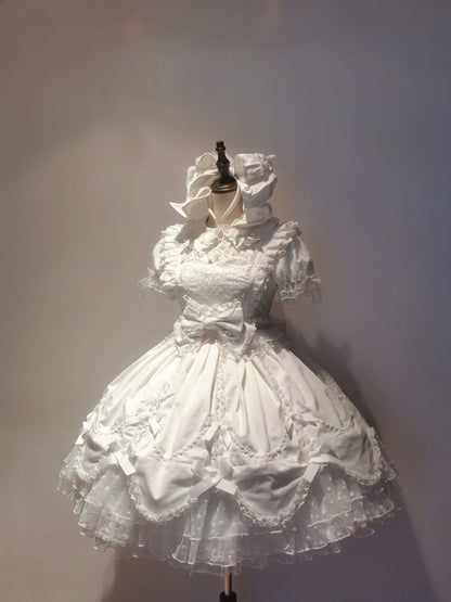 The Seventh Doll - Sweet Diary SP - Vintage Lolita Jumper Dress Petal-like Hem JSK Headdress Set