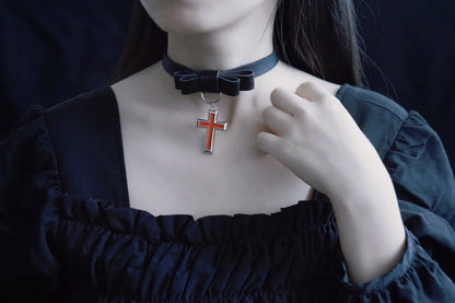 Strange Sugar - Gothic Lolita Cross Leather Choker