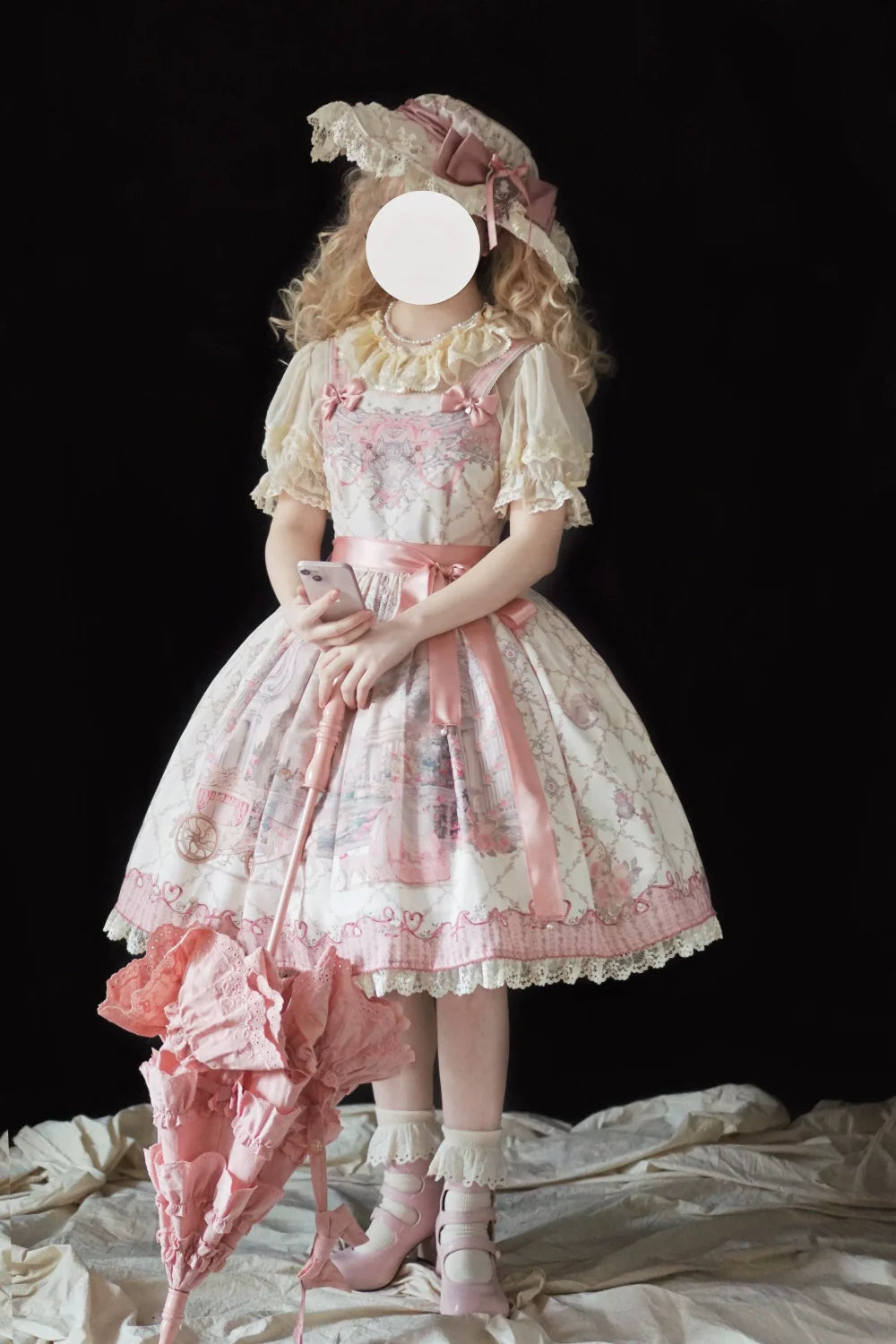 Moon River - Swan Lake Mirror - Pink Sweet Lolita Print JSK Dress