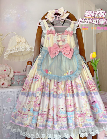 Sugar Girl - Kawaii Lolita Sweet JSK Dress, Cat Printed