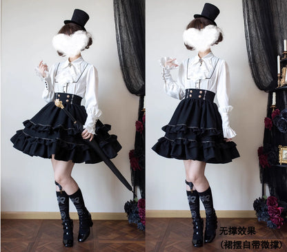SilentMars - Law of the Fallen Moon - Retro Lolita Vest Coat Suit Knight Style Skirt