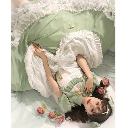 Daydream Whisper - Toting Basil - Plus Size Wedding Lolita Dress Green Bridal JSK