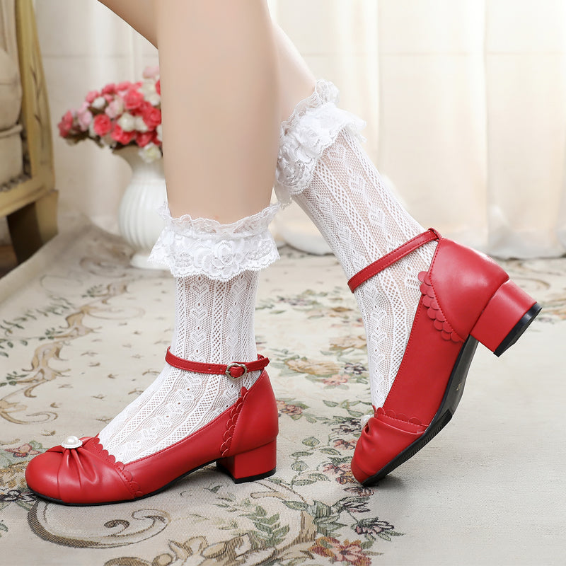 Sosic - Shell Dew - Sweet Lolita Bow Round Toe Shoes