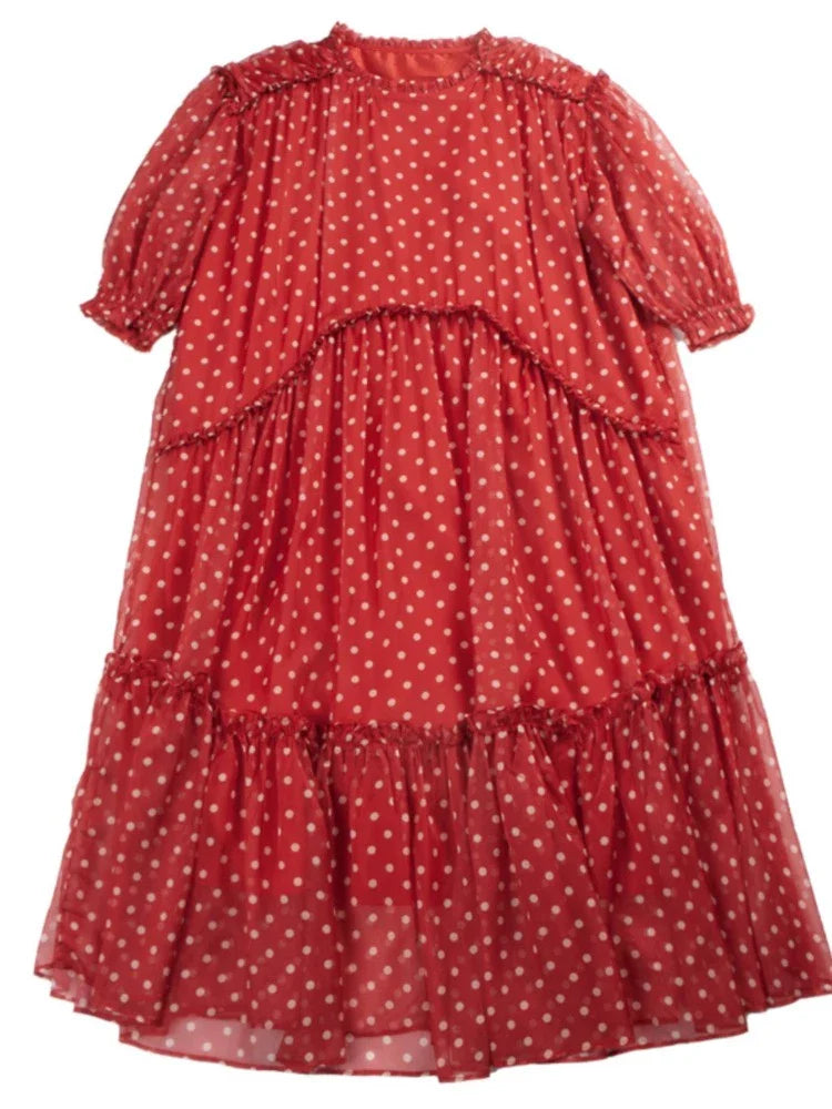 Vintage style dot chiffon dress【s0000006890】