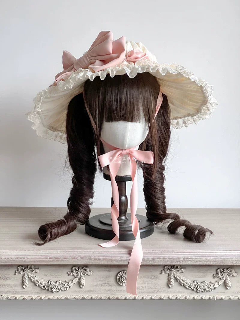 MAID - Vintage Lolita Hat Striped Lace Hat