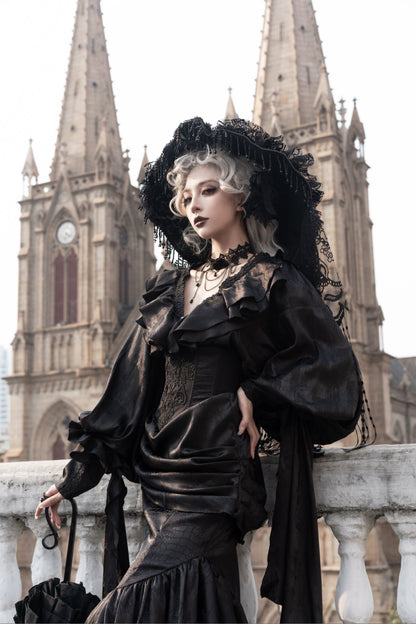 Muppet Mind Ben - Oracle - Gothic Lolita Mermaid Long Drape Skirt with Fishbone Corset