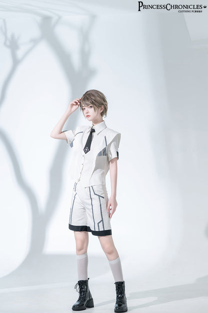 Princess Chronicles - Dry sea and Ashlar - Handsome Futuristic Style White Short Set