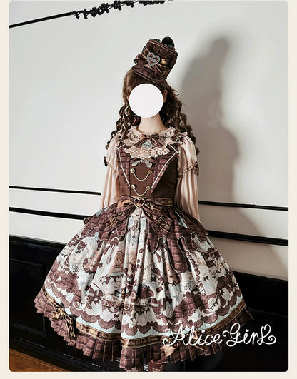 Alice Girl - Bear Chocolate Bar - Kawaii Lolita JSK & Salopette Dress
