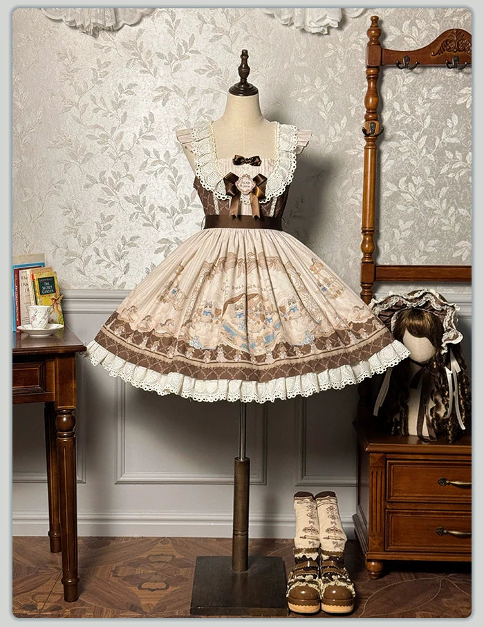 Alice Girl - Sea Salt Fairytale - Sweet Lolita JSK Doll-like Lolita Printed Dress