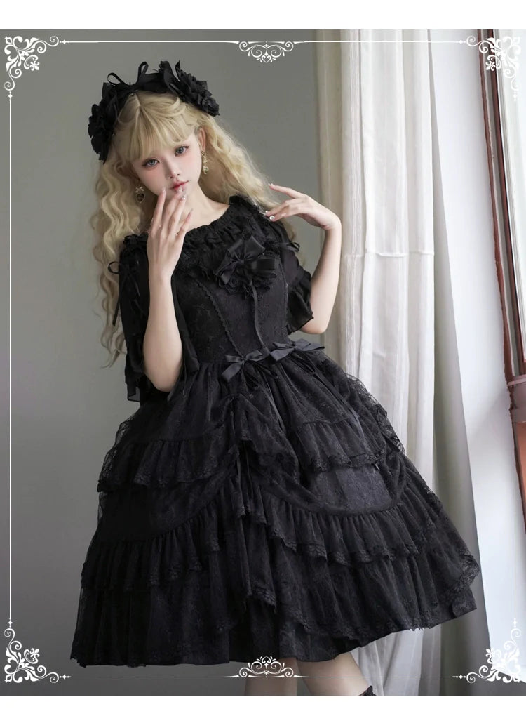 Eieyomi - Iris Love - Gothic Princess Lolita JSK Dress + Elegant Chiffon Top