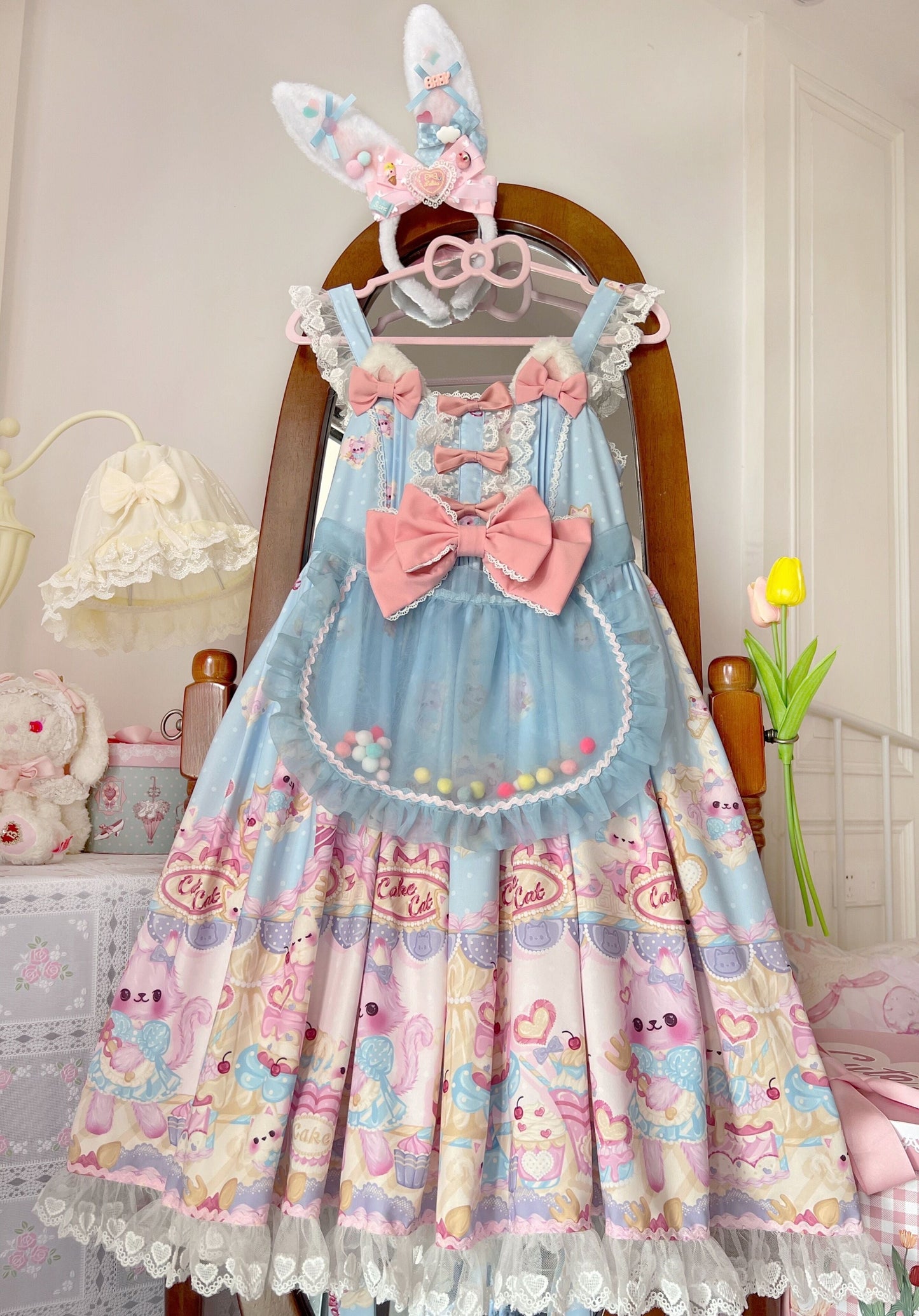 Sugar Girl - Kawaii Lolita Sweet JSK Dress, Cat Printed