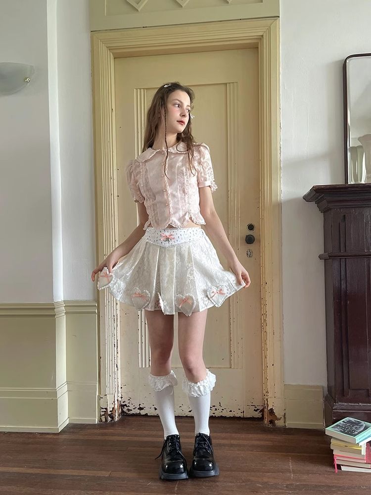 Puff sleeve short sleeve shirt【s0000008724】