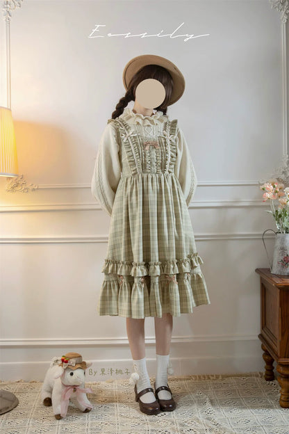 EESSILY - Green Fairy Tales - Classic Lolita Plaid JSK Plus Size Lolita Dress