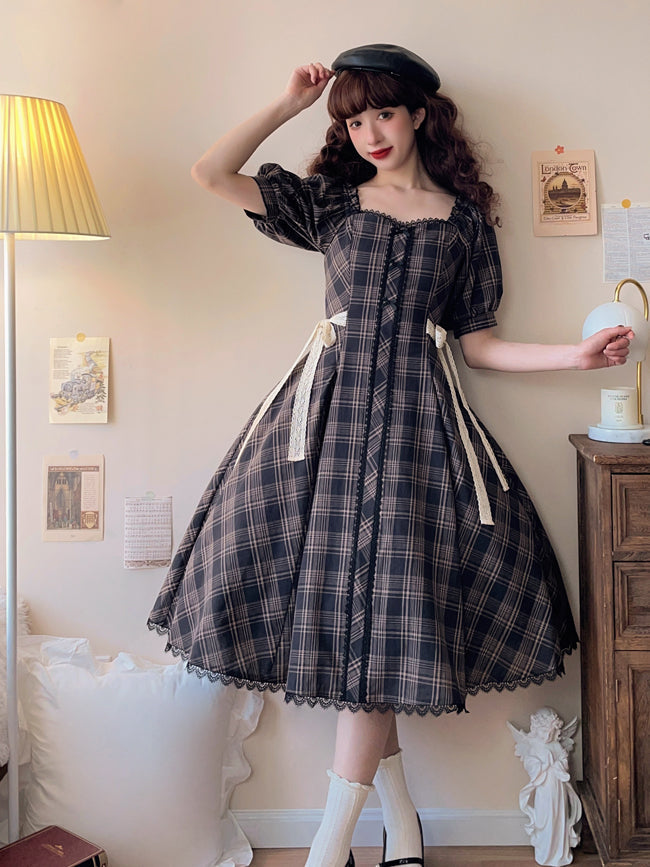 Forest Song - Josephine Academy - Elegant Lolita Black Plaid OP