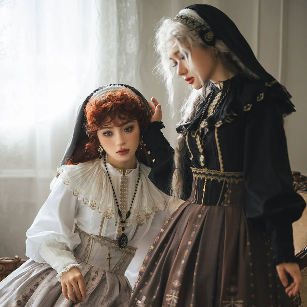 Miss Point - Demon Hunting Notes - Fishbone Gothic Lolita Skirt