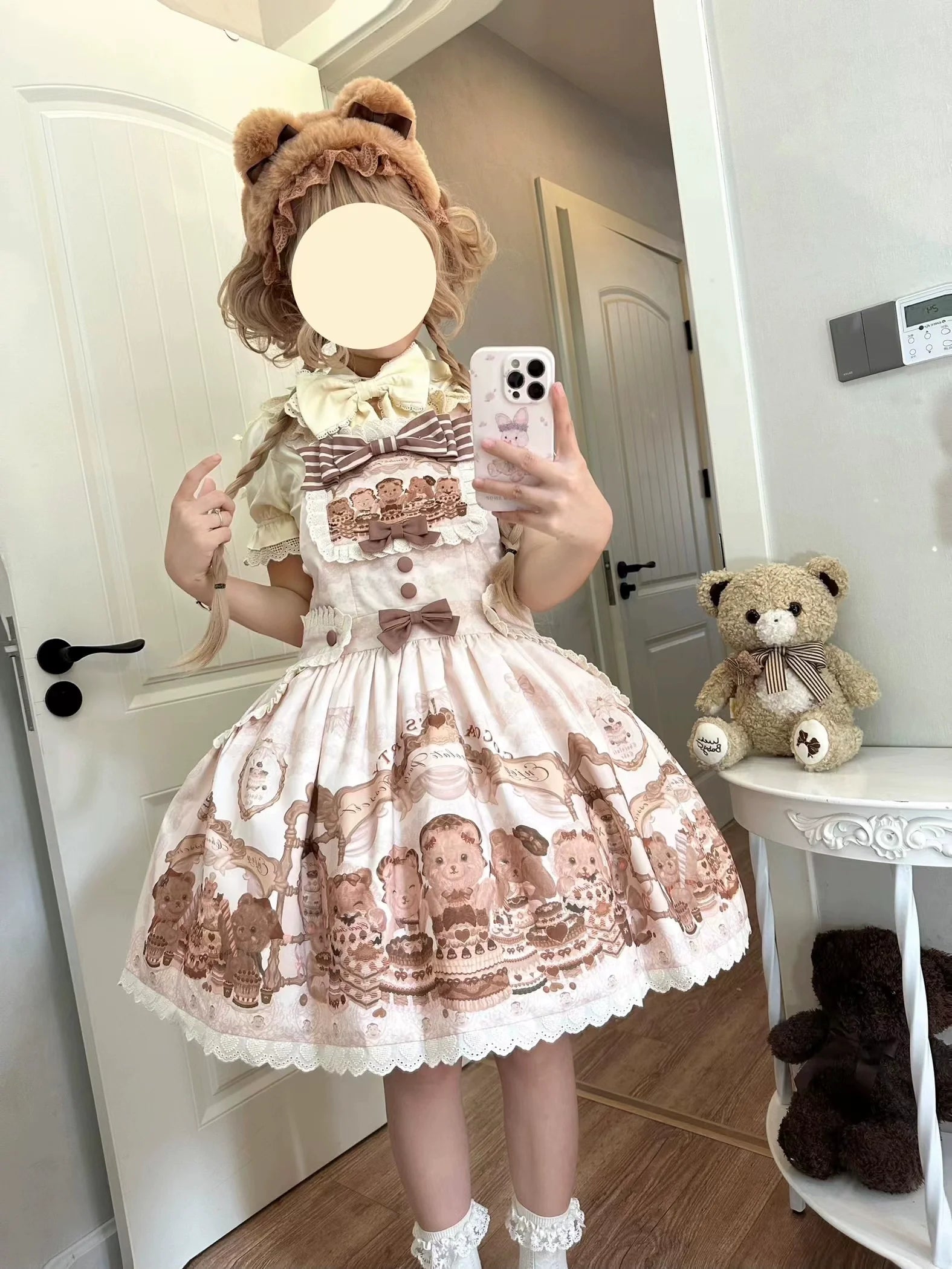 Akiyama Future Studio - Cute Lolita Salopette Dress Bear Print