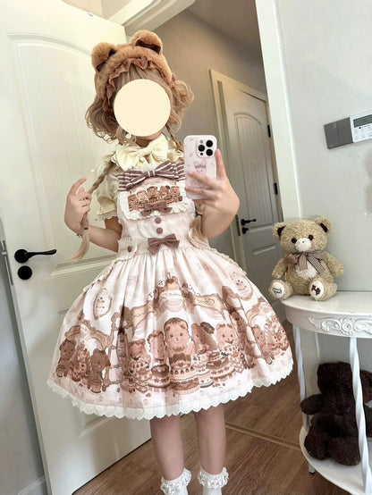 Akiyama Future Studio - Cute Lolita Salopette Dress Bear Print