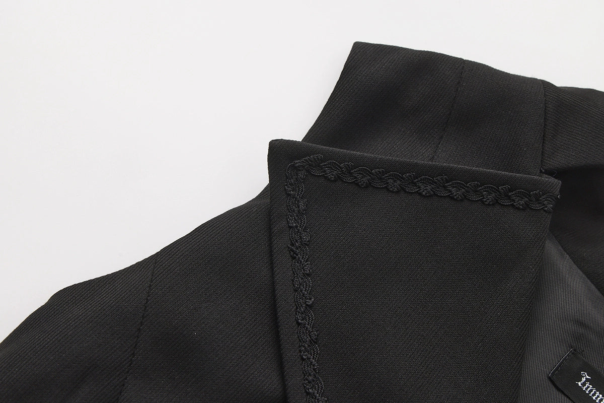 Immortal Thorn - Silent Agent - Ouji Lolita Black Vest Coat