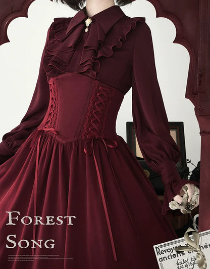 Forest Song - Astris - Reversible Classic Lolita High Waist Fishbone Skirt