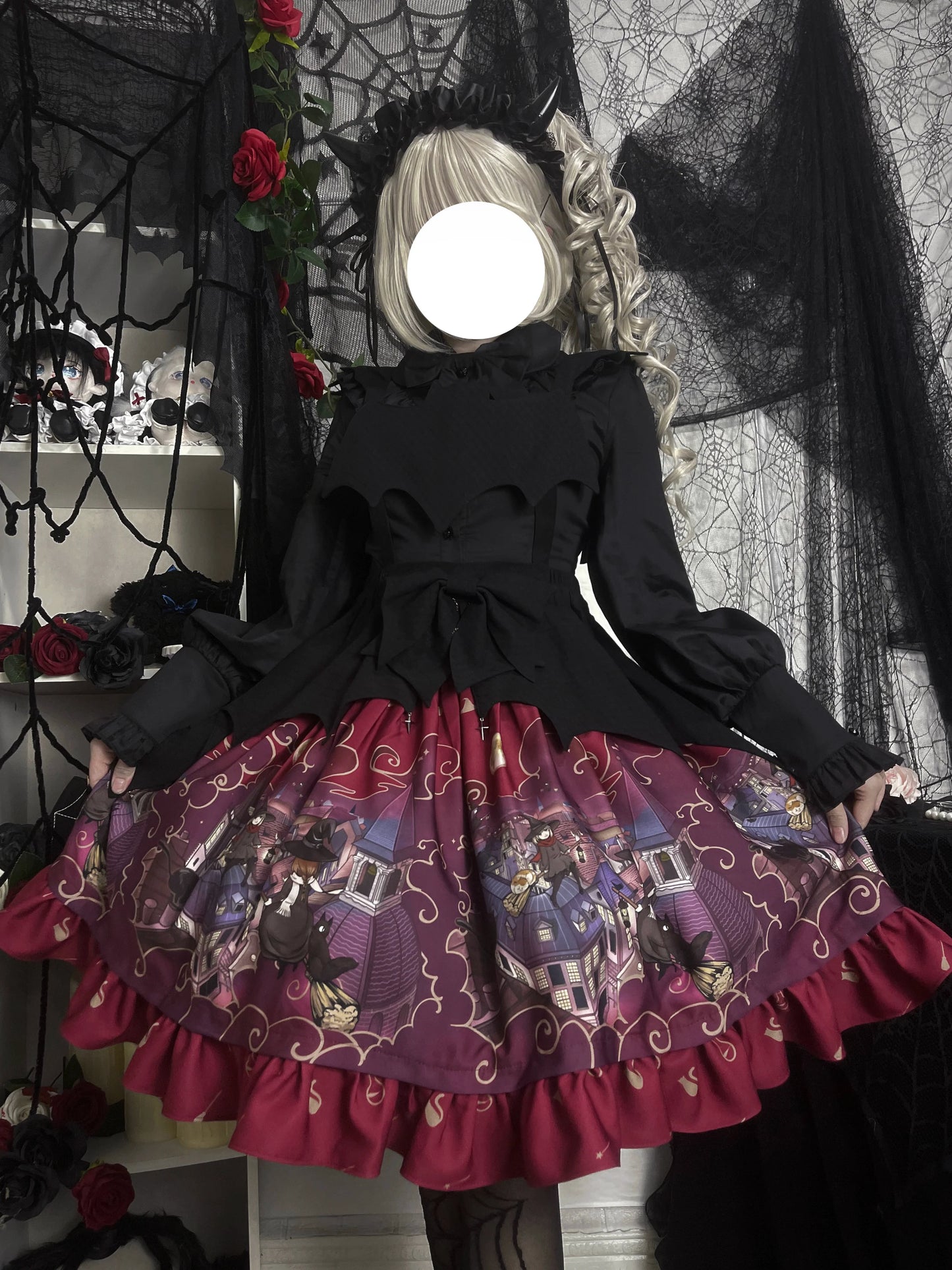 Magic Tea Party - Witching Night - Gothic Lolita SK Halloween Chiffon Skirt
