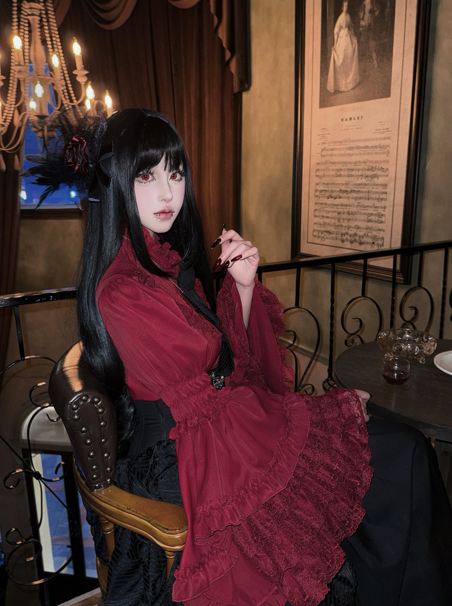 Twilight Zone - Gothic Lolita Blouse, Lace Hime-sleeve