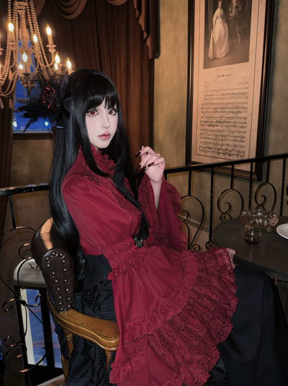 Twilight Zone - Gothic Lolita Blouse, Lace Hime-sleeve
