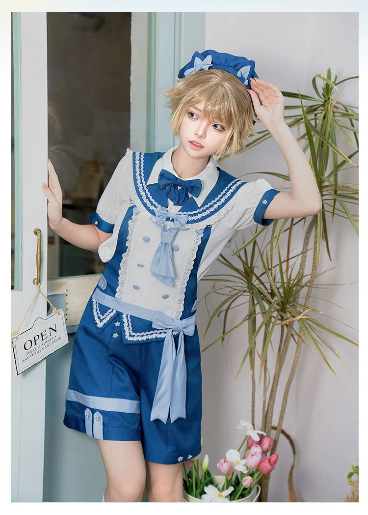 Forest Fluorescent Carps - Small Animal Team - Ouji Lolita Suit Male Lolita Shirt Shorts