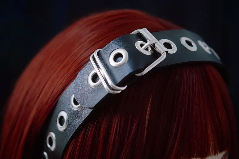 Strange Sugar - Gothic Lolita KC Faux Leather Punk Lolita Hair Accessories