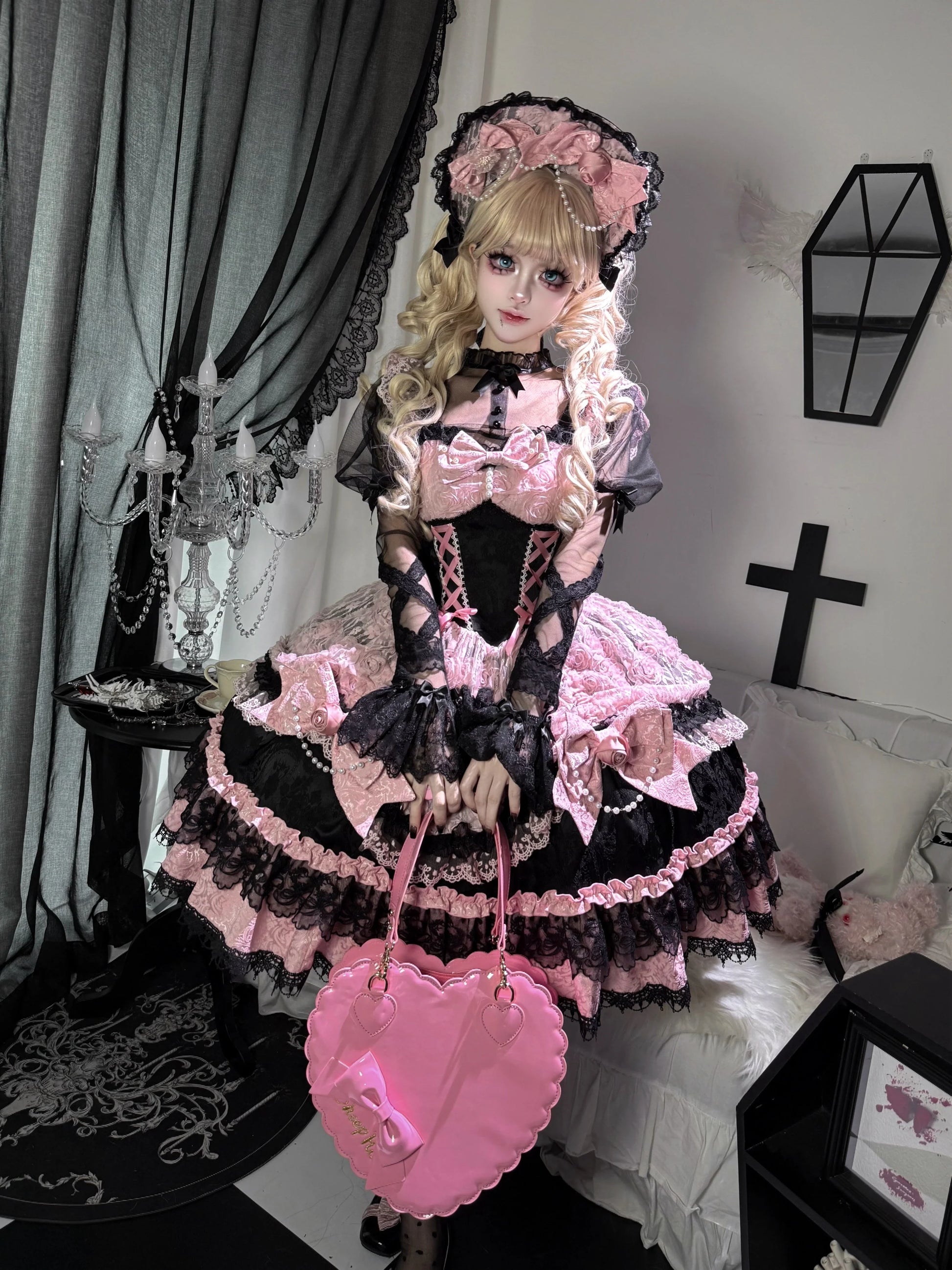 Sugar Girl - Rose Princess - Halloween Gothic Lolita JSK, Sheer Rose Dress